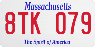 MA license plate 8TK079