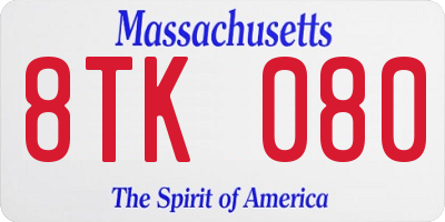 MA license plate 8TK080