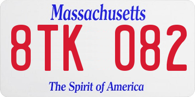 MA license plate 8TK082