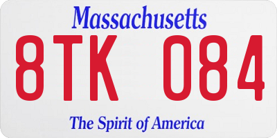 MA license plate 8TK084