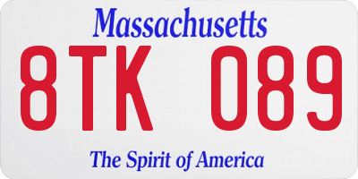 MA license plate 8TK089
