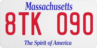 MA license plate 8TK090