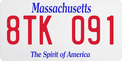MA license plate 8TK091