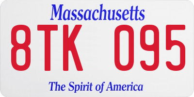 MA license plate 8TK095