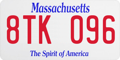 MA license plate 8TK096