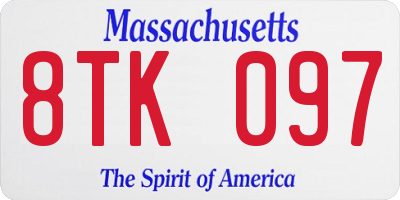MA license plate 8TK097
