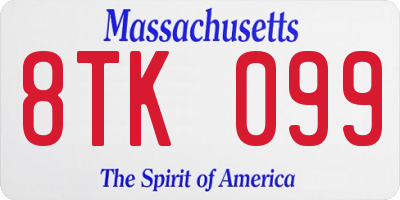 MA license plate 8TK099