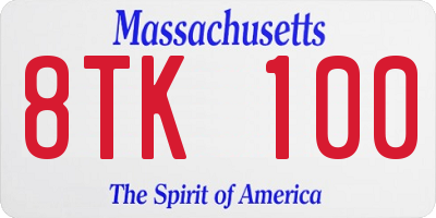 MA license plate 8TK100
