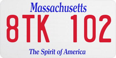 MA license plate 8TK102