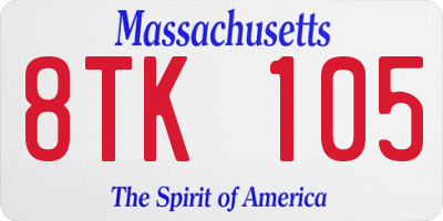MA license plate 8TK105