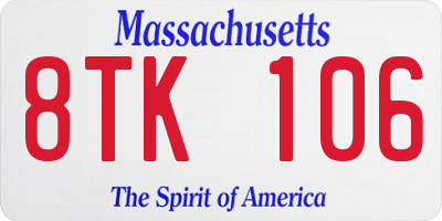 MA license plate 8TK106
