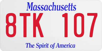MA license plate 8TK107