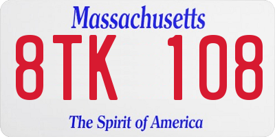 MA license plate 8TK108