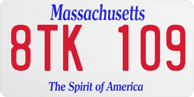 MA license plate 8TK109
