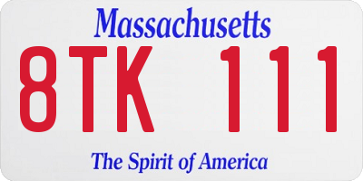 MA license plate 8TK111