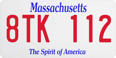 MA license plate 8TK112