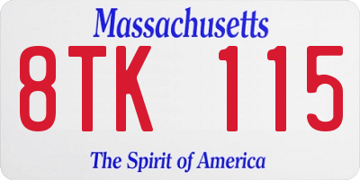 MA license plate 8TK115