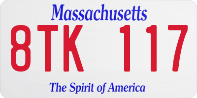 MA license plate 8TK117