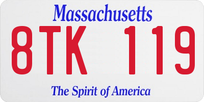 MA license plate 8TK119