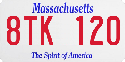 MA license plate 8TK120