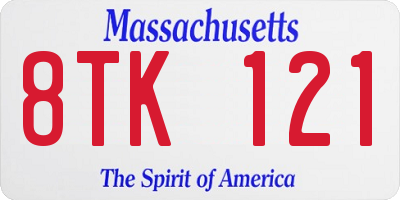 MA license plate 8TK121