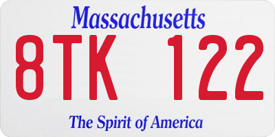 MA license plate 8TK122