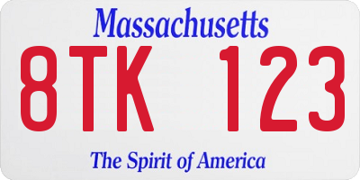 MA license plate 8TK123