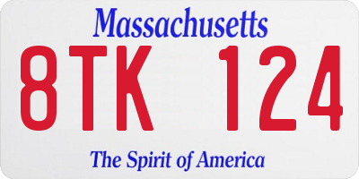 MA license plate 8TK124