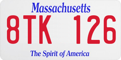 MA license plate 8TK126