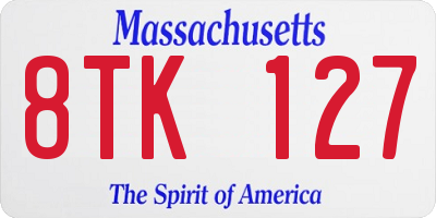 MA license plate 8TK127