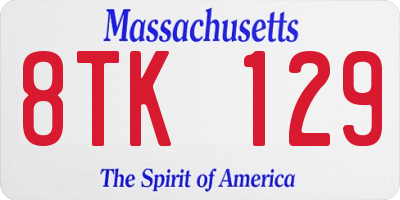 MA license plate 8TK129