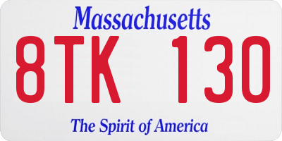 MA license plate 8TK130