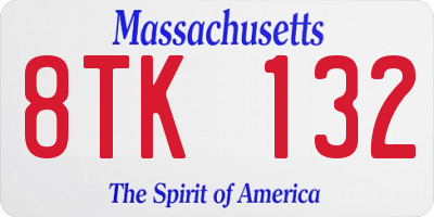 MA license plate 8TK132