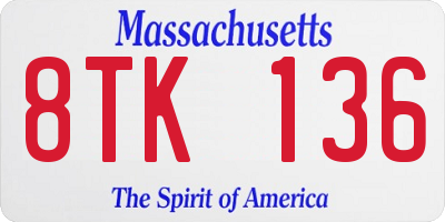 MA license plate 8TK136