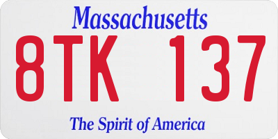 MA license plate 8TK137