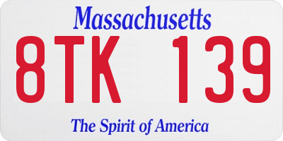 MA license plate 8TK139