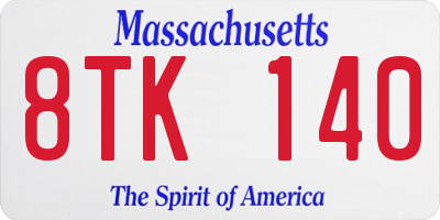 MA license plate 8TK140