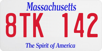 MA license plate 8TK142
