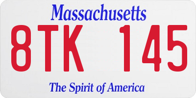 MA license plate 8TK145