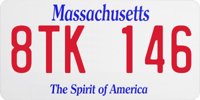 MA license plate 8TK146