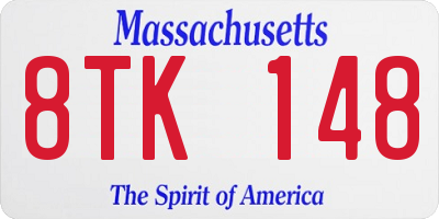 MA license plate 8TK148