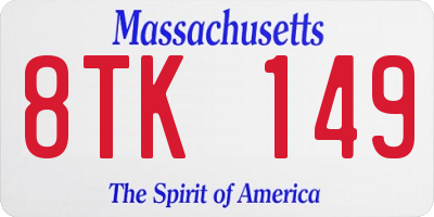 MA license plate 8TK149