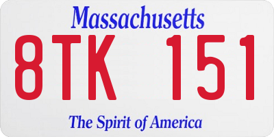 MA license plate 8TK151