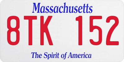 MA license plate 8TK152