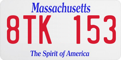 MA license plate 8TK153