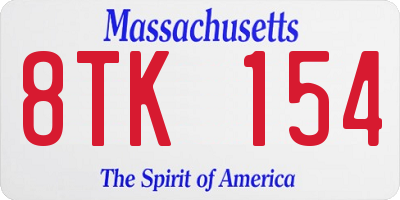 MA license plate 8TK154