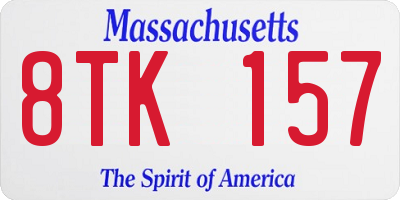 MA license plate 8TK157