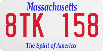 MA license plate 8TK158