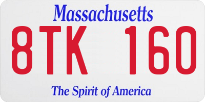 MA license plate 8TK160