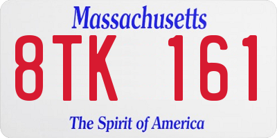 MA license plate 8TK161